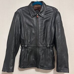 Vintage Hein Gericke Streetline Black Leather Fringe Biker Jacket Womens Large
